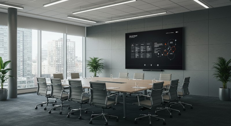 会議室でのサイネージ事例ファーストビュー